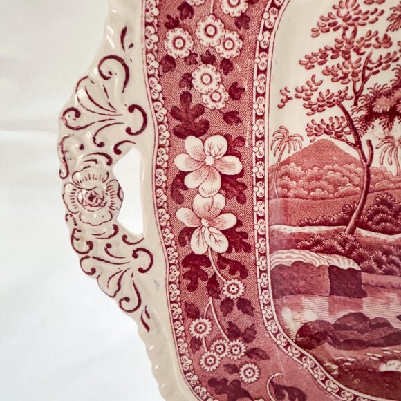 Copeland Spode Tower Vintage China Square Cake Plate with Handles, Rare - Picture 4 of 7